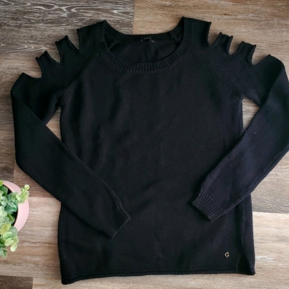 G by Guess Black Peekaboo Shoulder Sweater - Picture 7 of 8